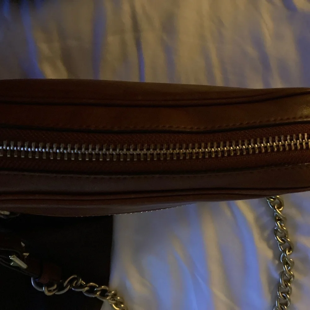 Coach Chestnut Leather Mini Bag with Gold Accents